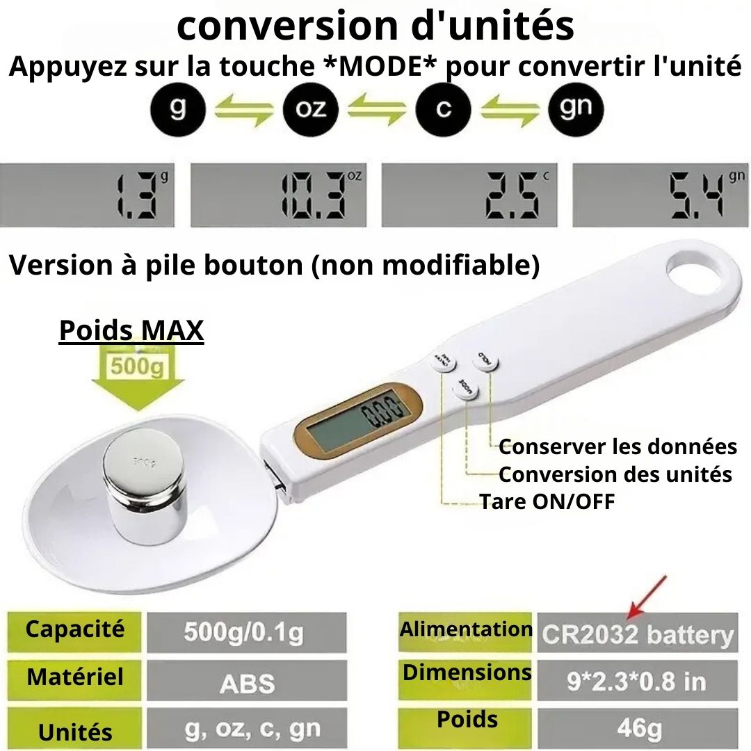 BALANCE DE CUISINE I CUILLÈRE BALANCE NUMÉRIQUE- DIGITSCALE™