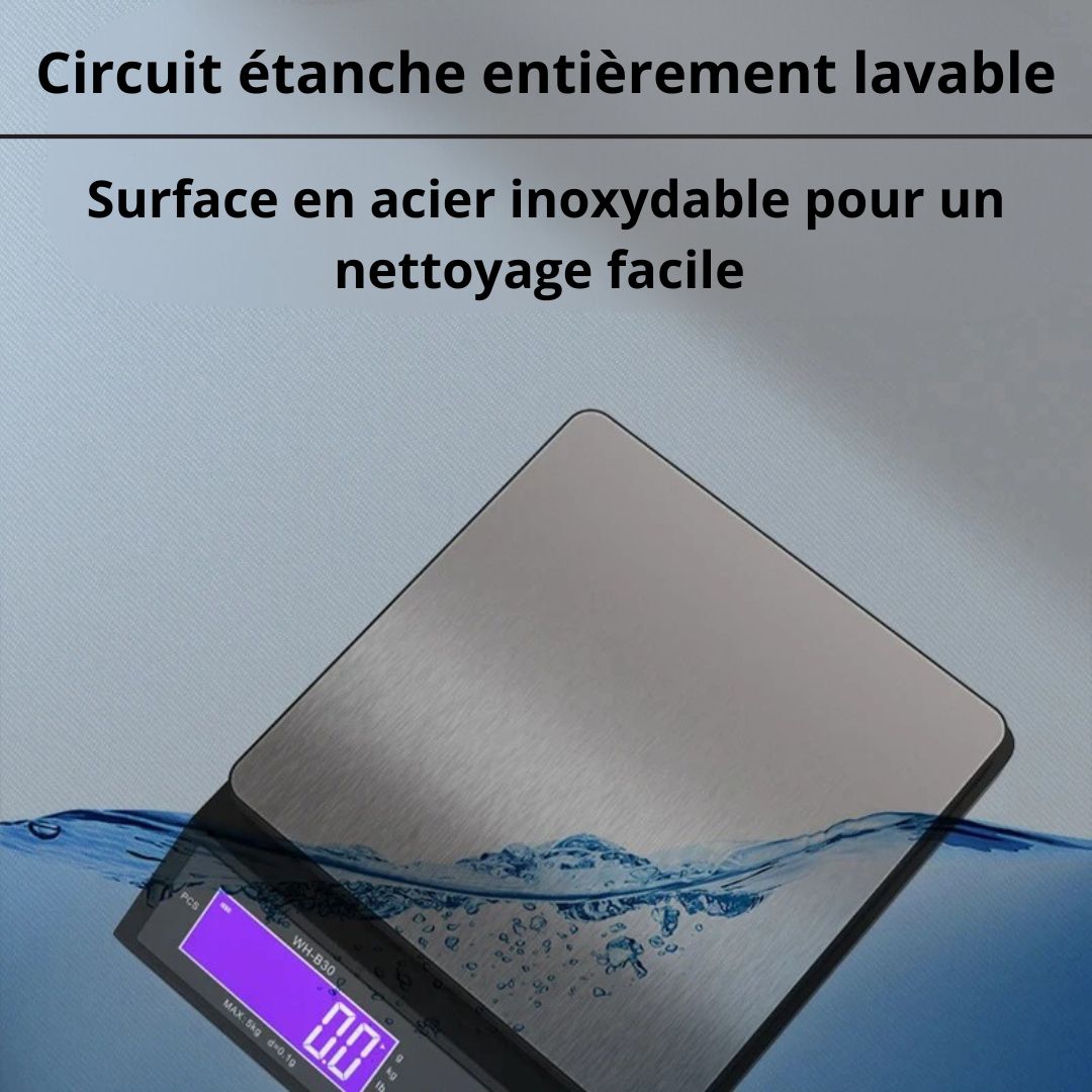 BALANCE DE CUISINE I NUMÉRIQUE- WATERPROOF- ECRAN LCD