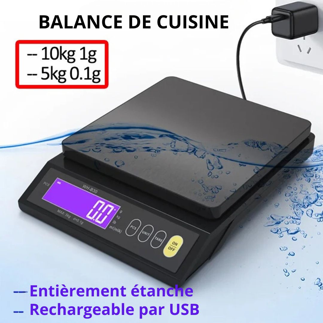 BALANCE DE CUISINE I NUMÉRIQUE- WATERPROOF- ECRAN LCD